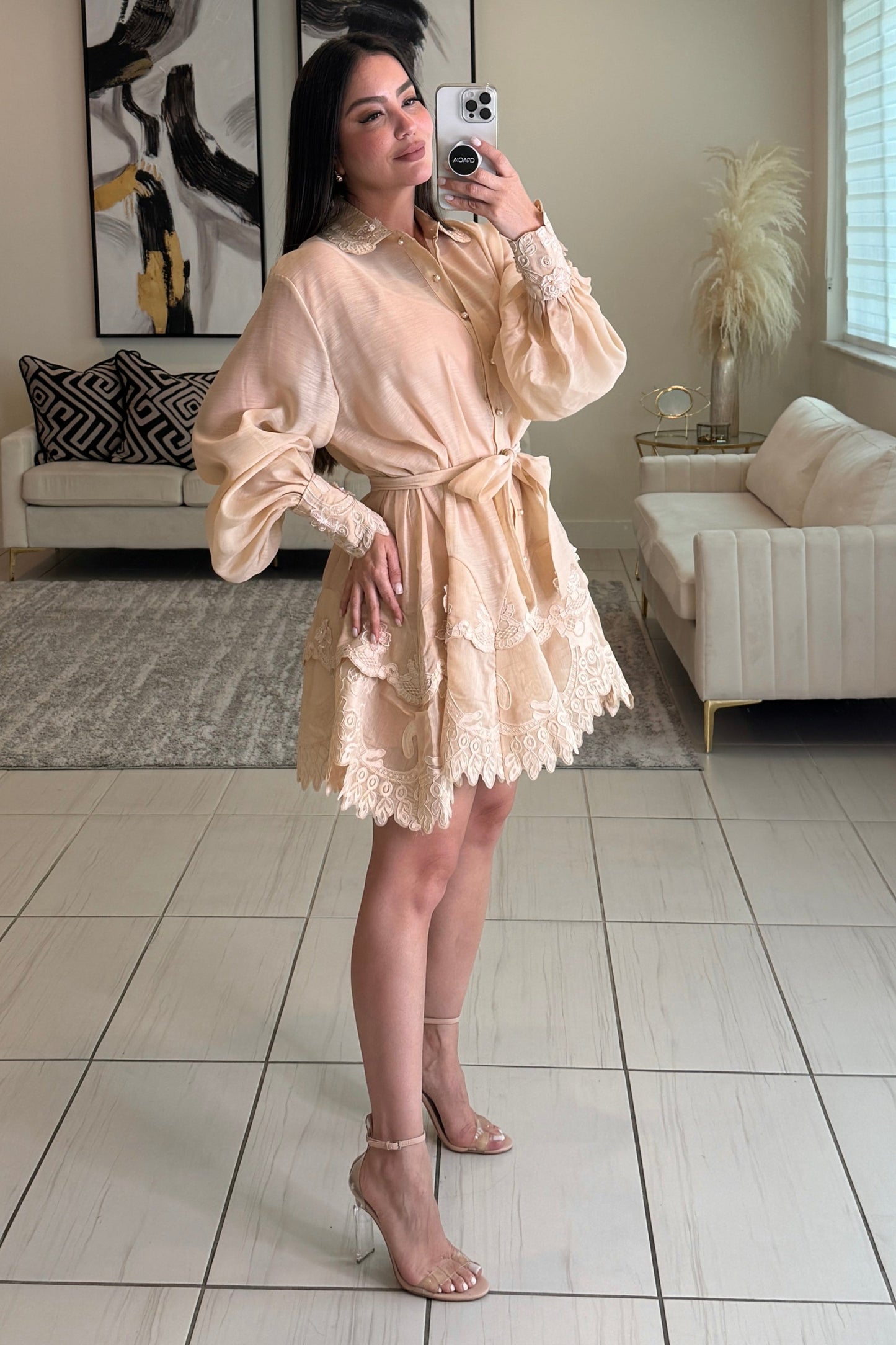 Bloomed Allure Beige Dress