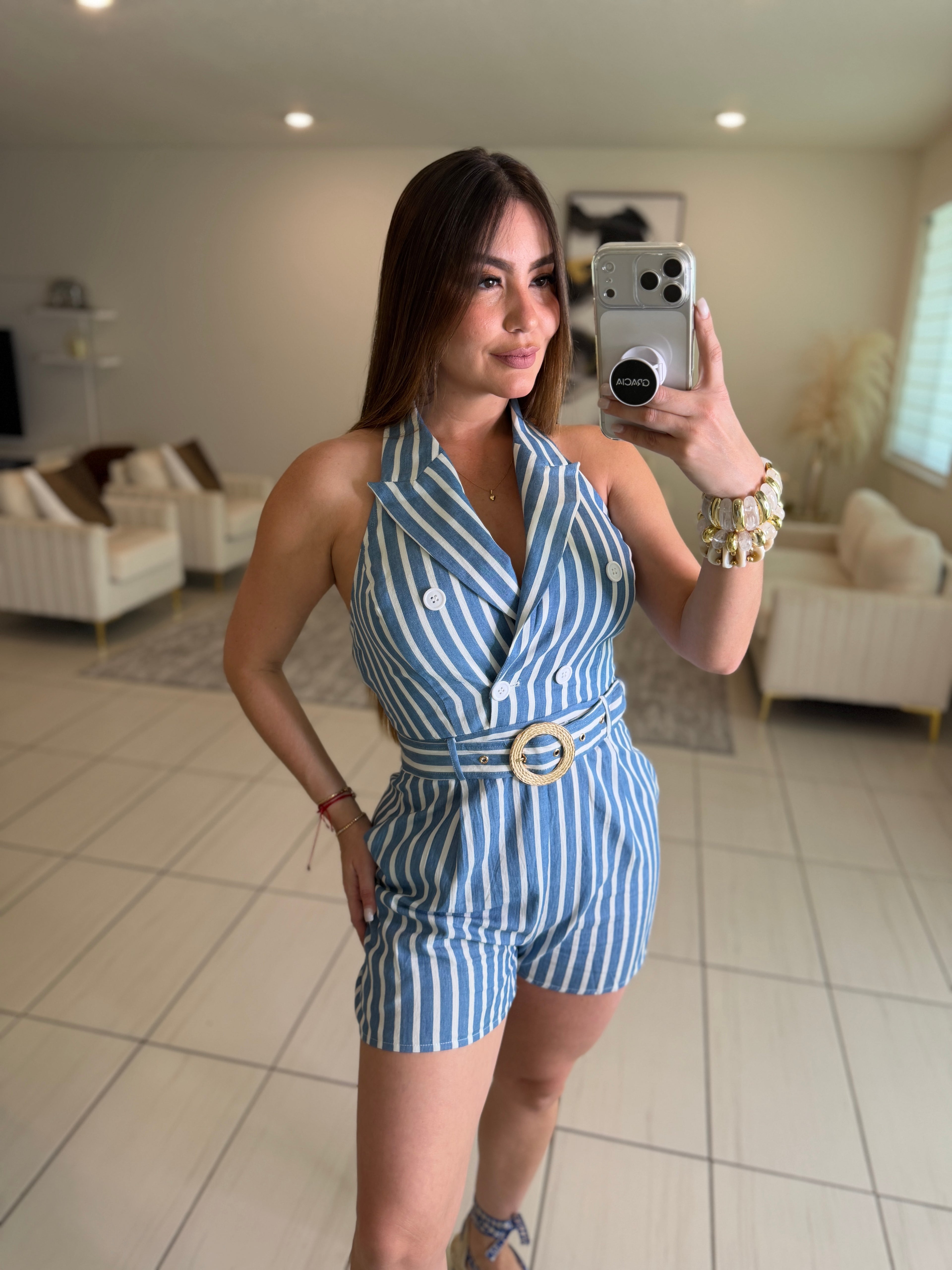 Oceana Stripes Blue Romper