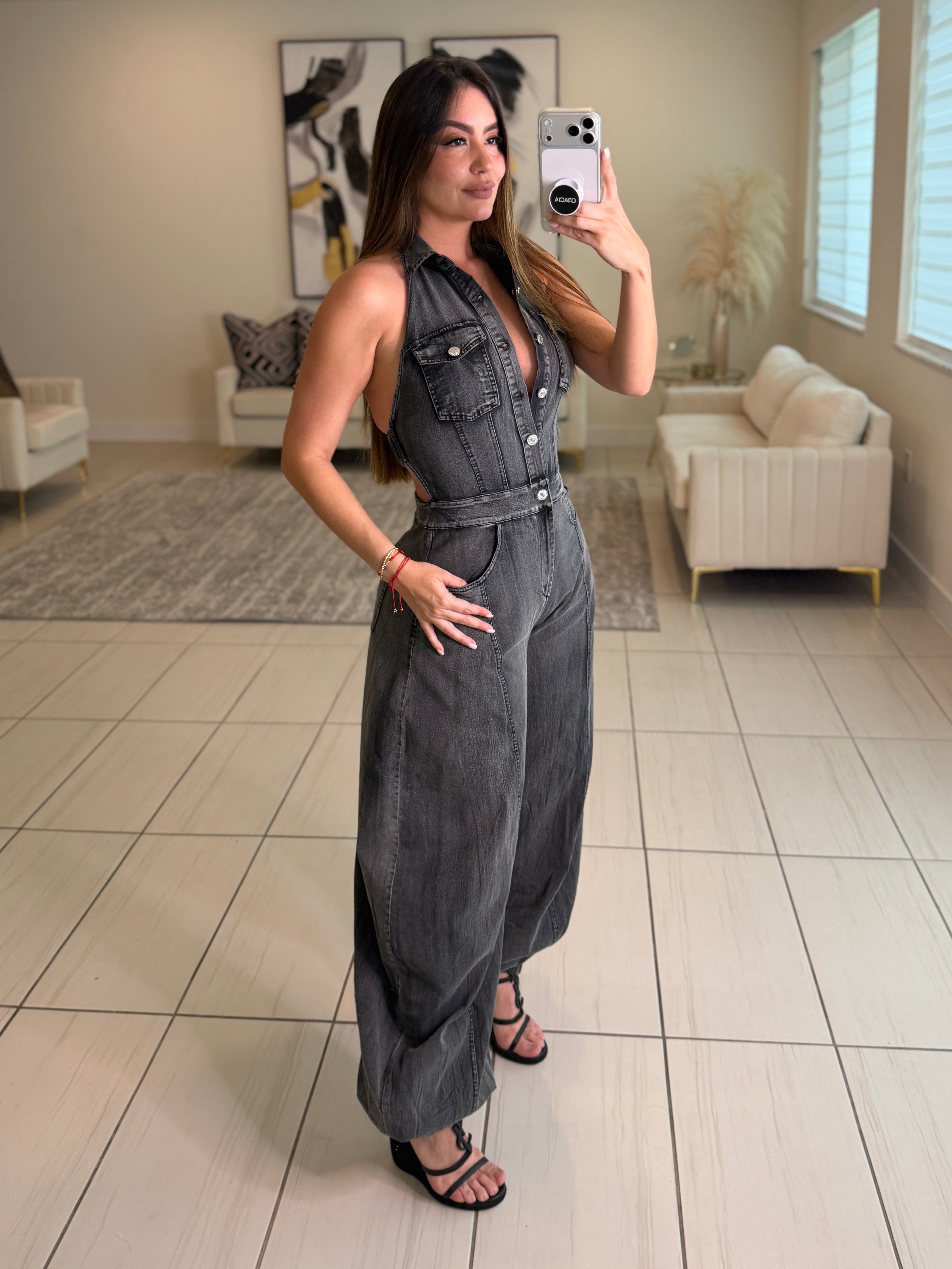 Divine Desire Black Denim Jumpsuit