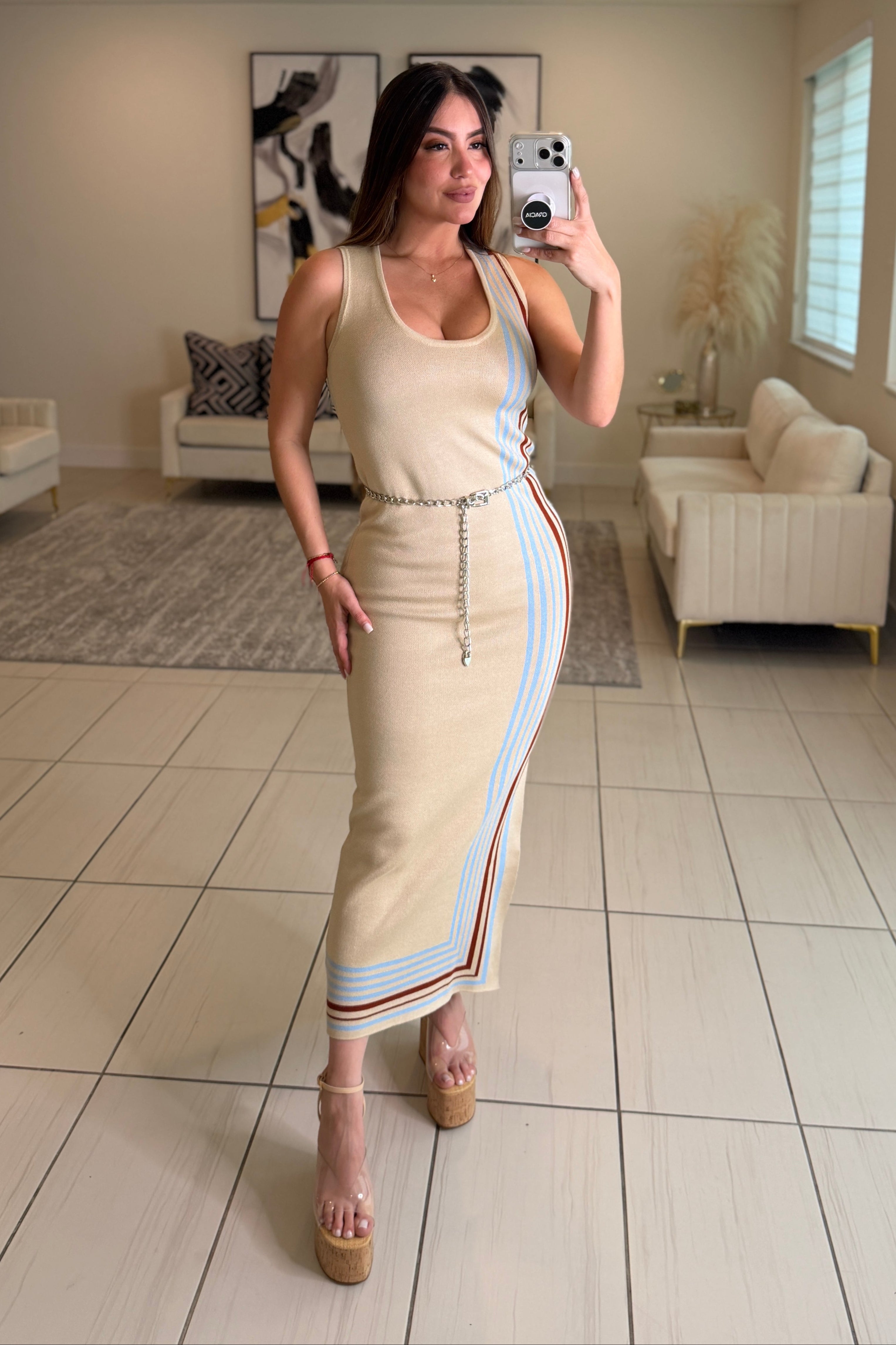 Modern Heiress Knit Beige Dress