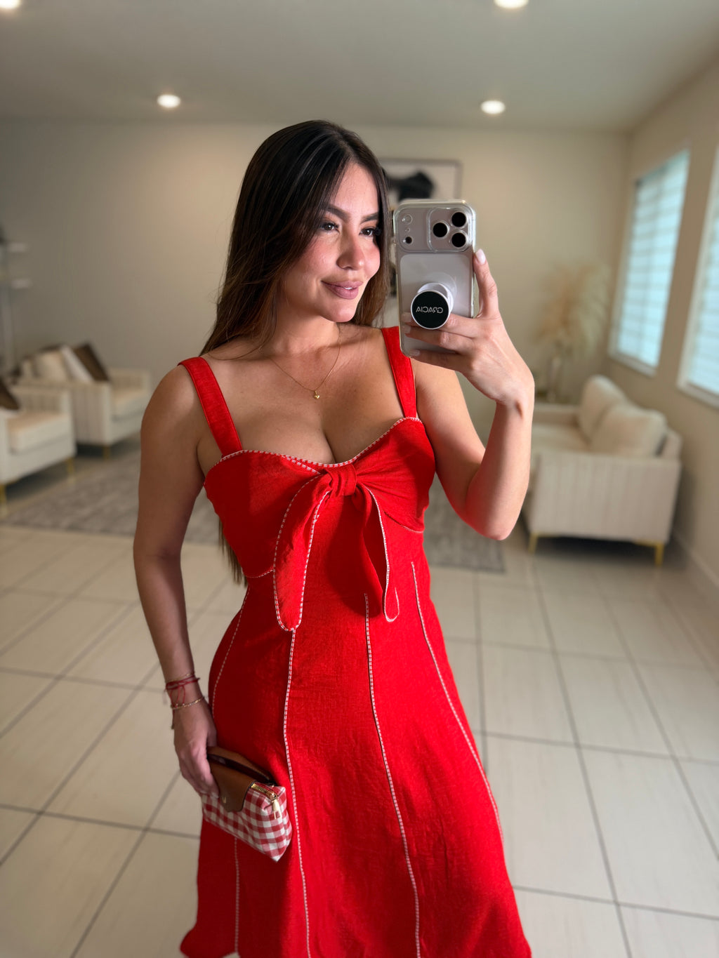 Enchanted Aura Red Midi Dress