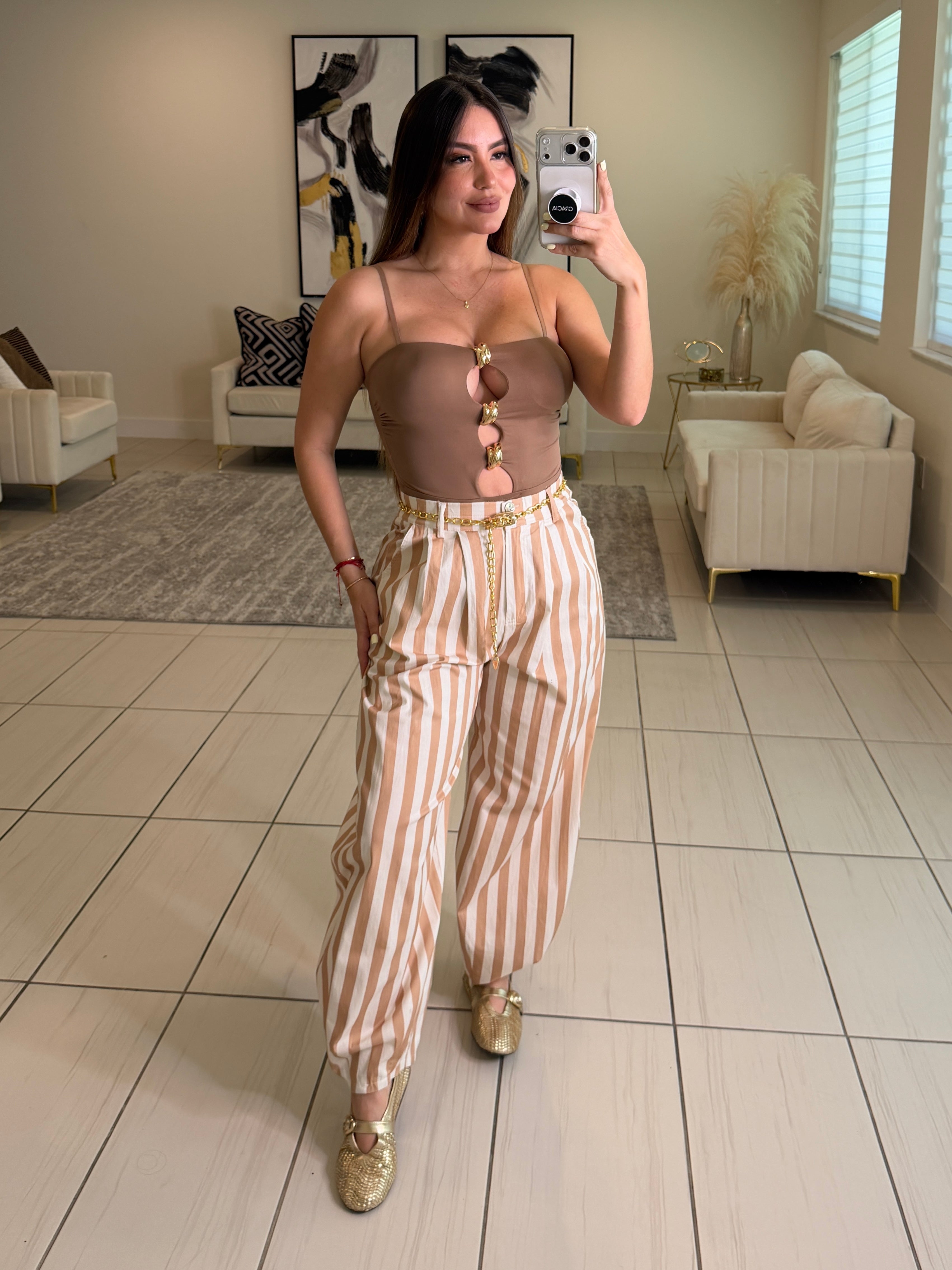 Gravity Stripes Beige Pants