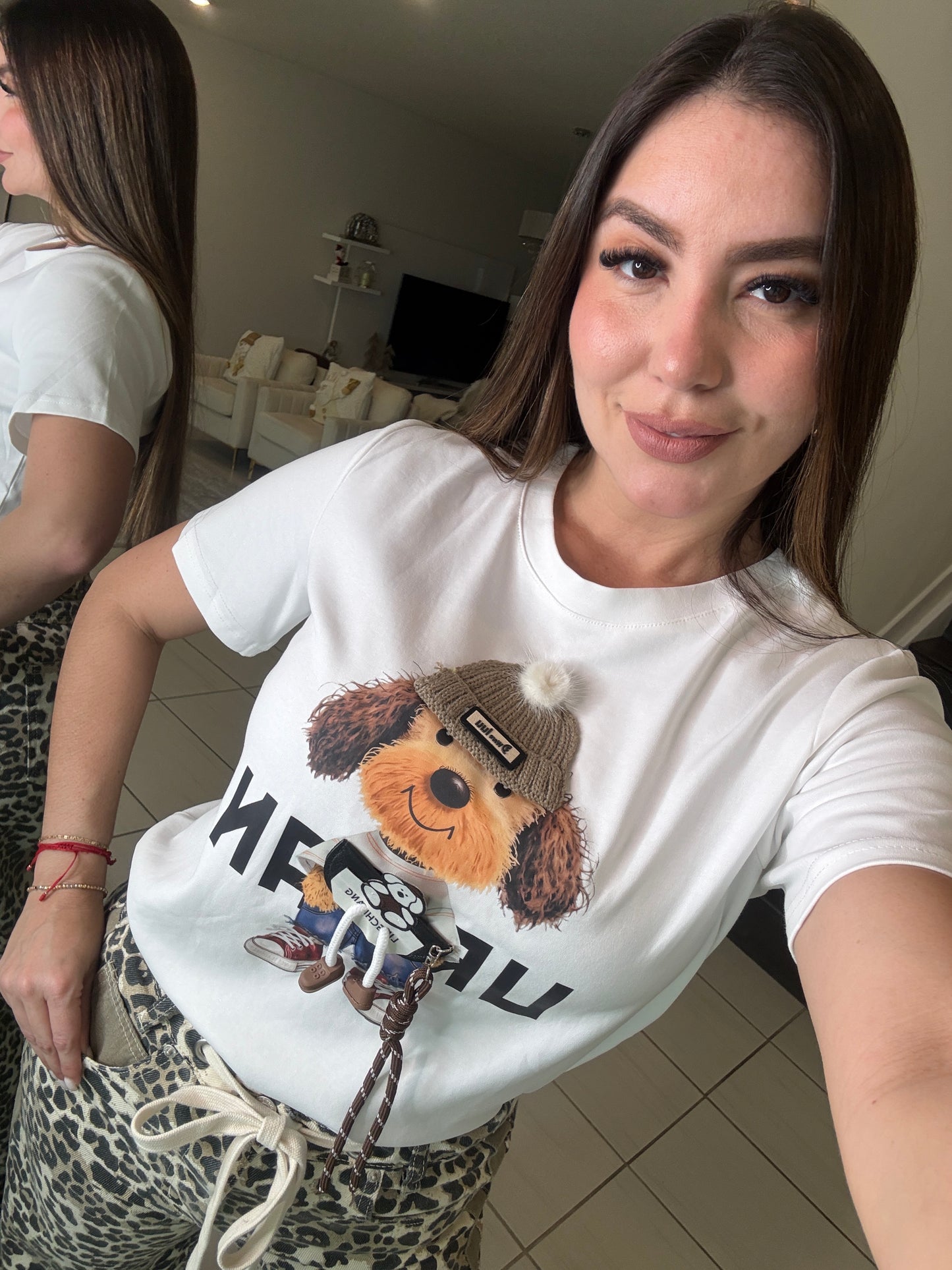 Cutest Charming Dog White Tshirt Top