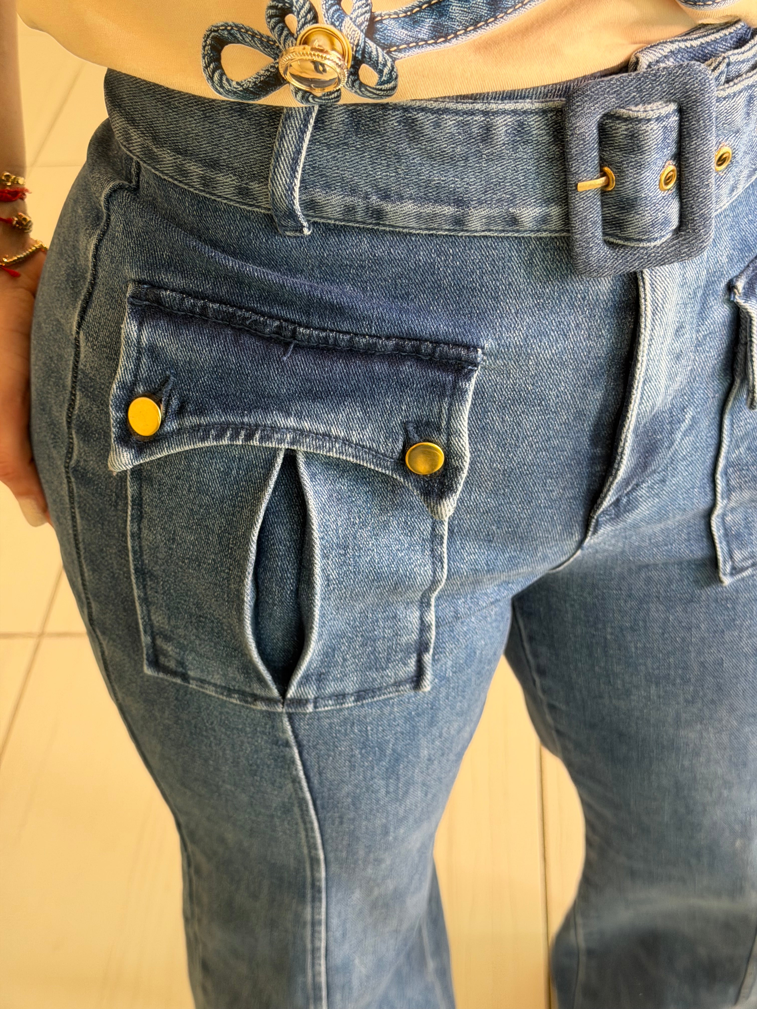 Luna Utility Blue Denim Pants