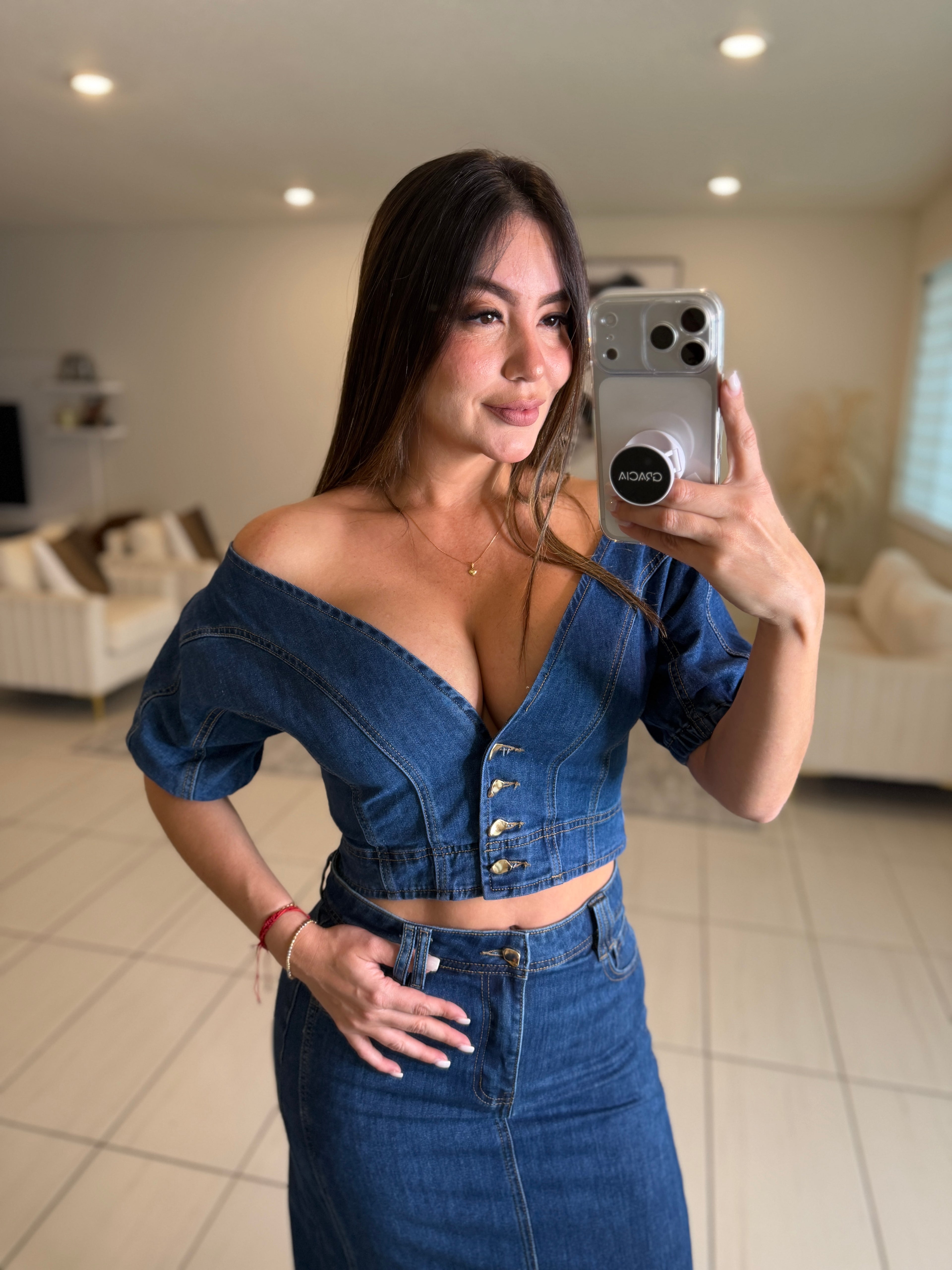 Gonna Scampanata in Denim Skirt Set