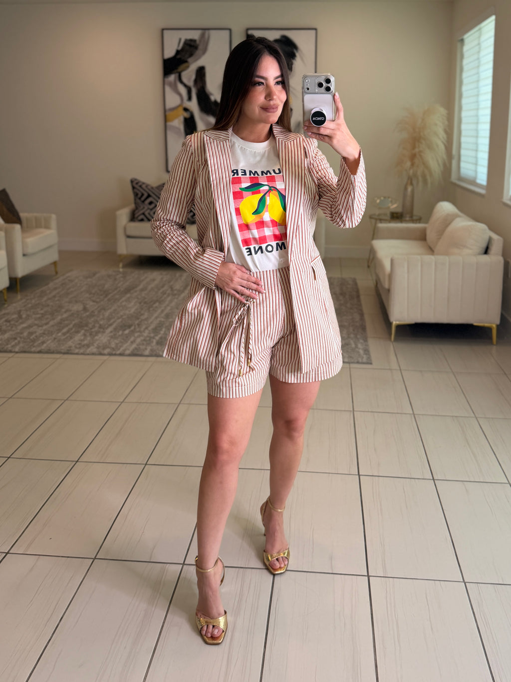 Spring Stripes Blazer and Short Set