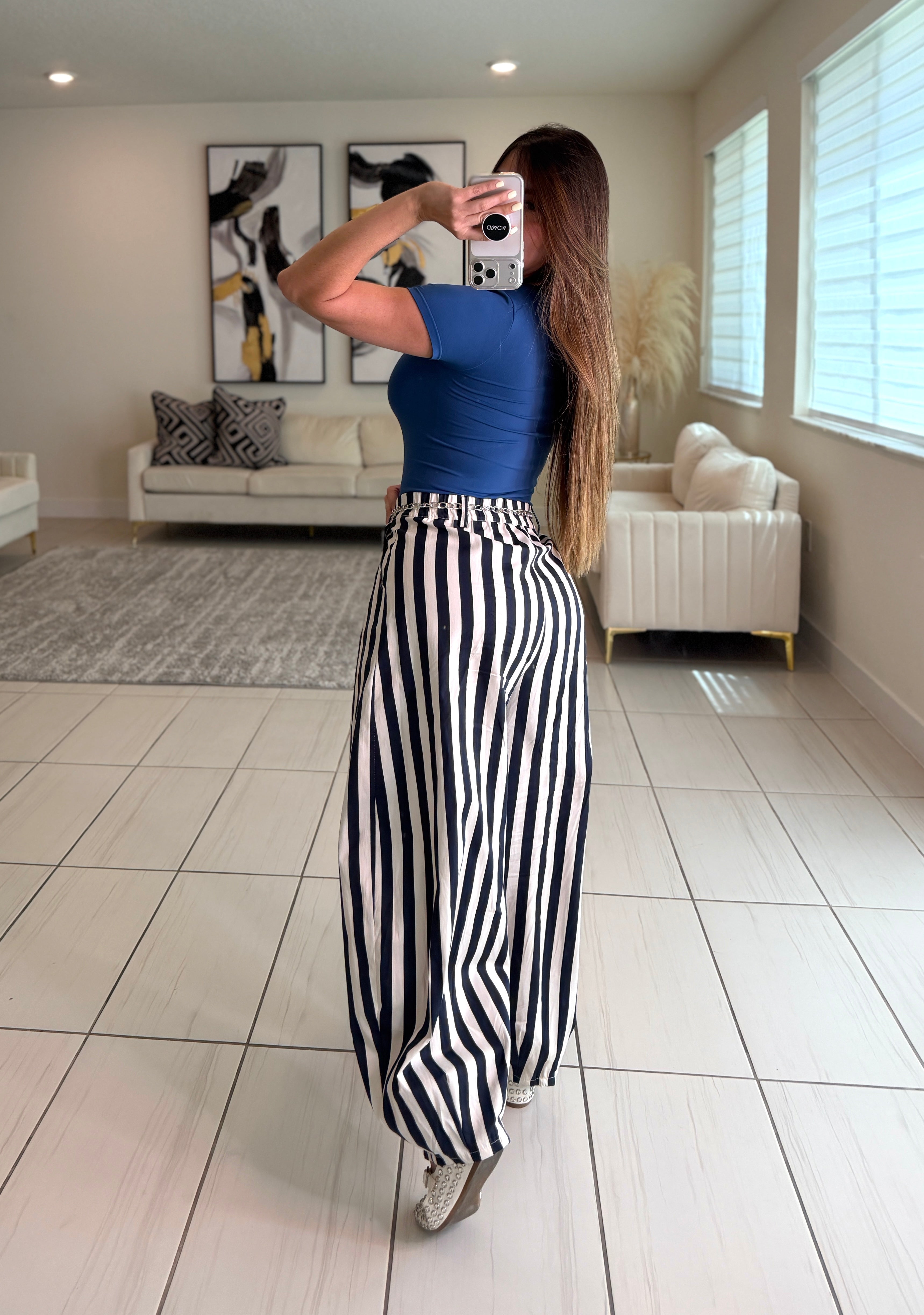 Gravity Stripes Navy Blue Pants