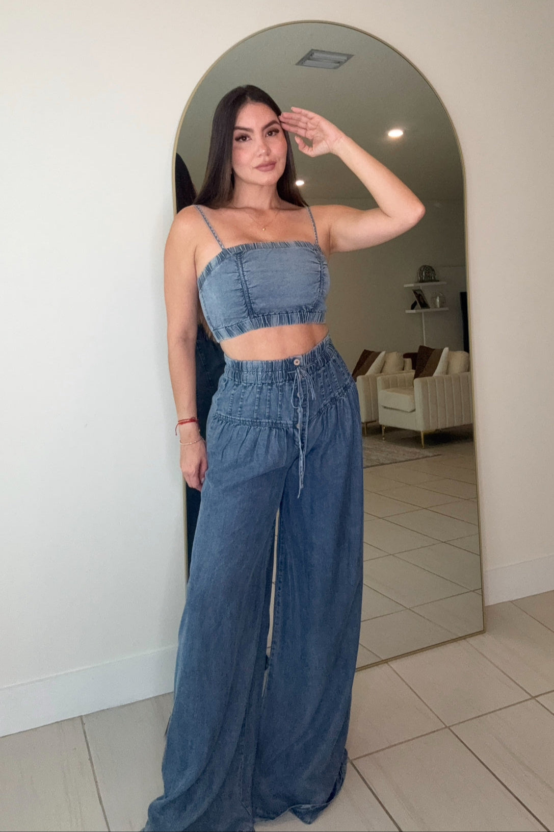 Street Chic Denim Pants Set