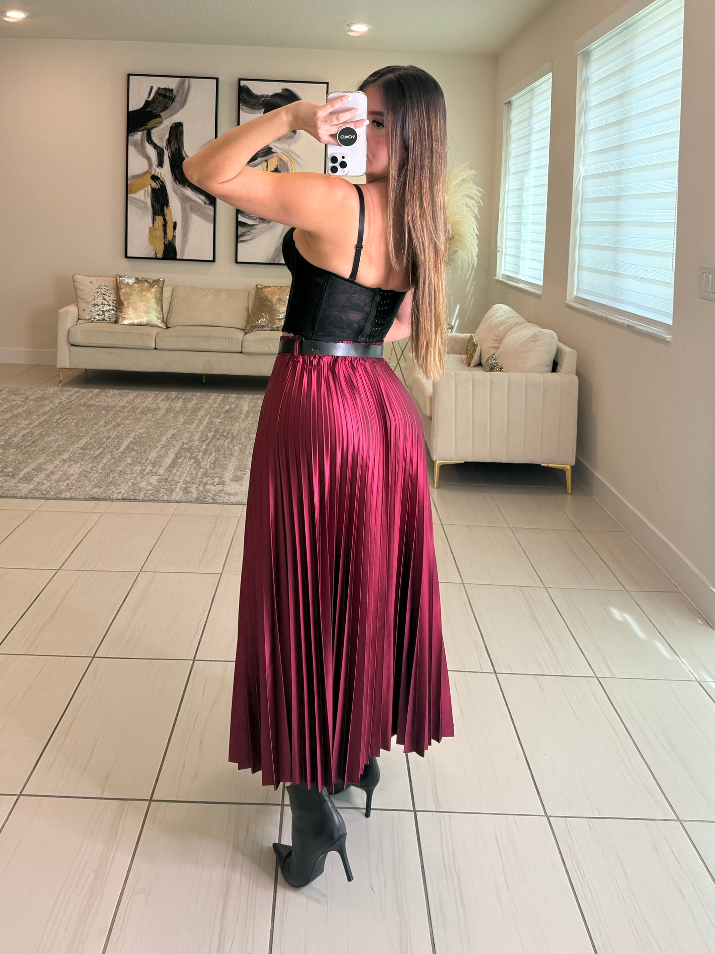 Adorable Affair Red Wine Maxi Skirt