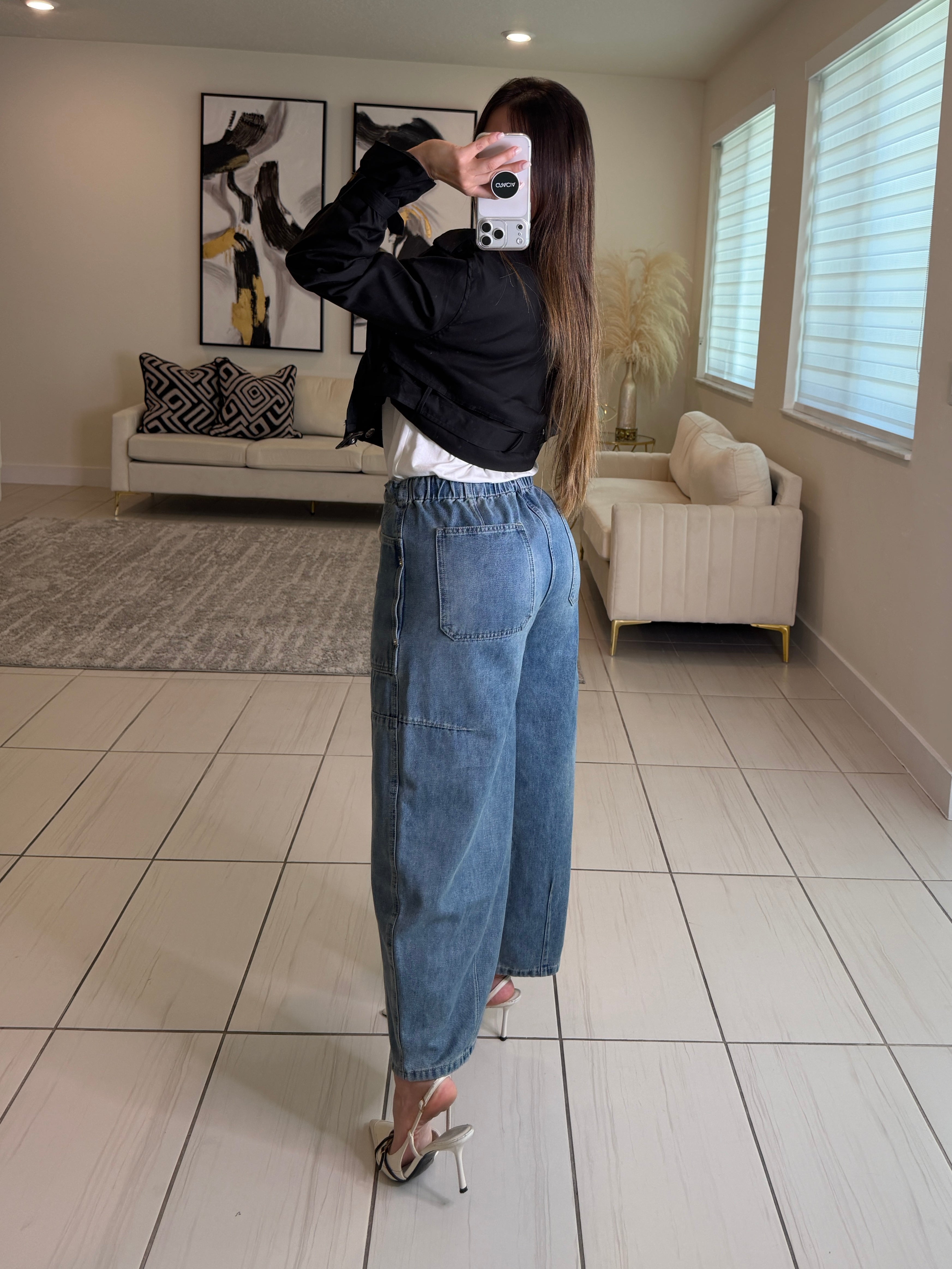 Utility Flow Barrel Denim Pants