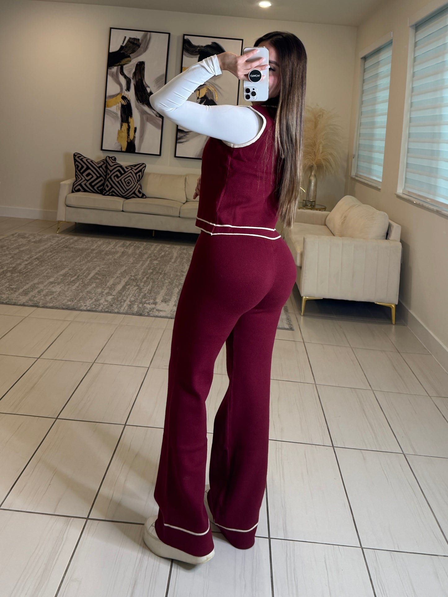 Divine Knit Red Wine Pant Set