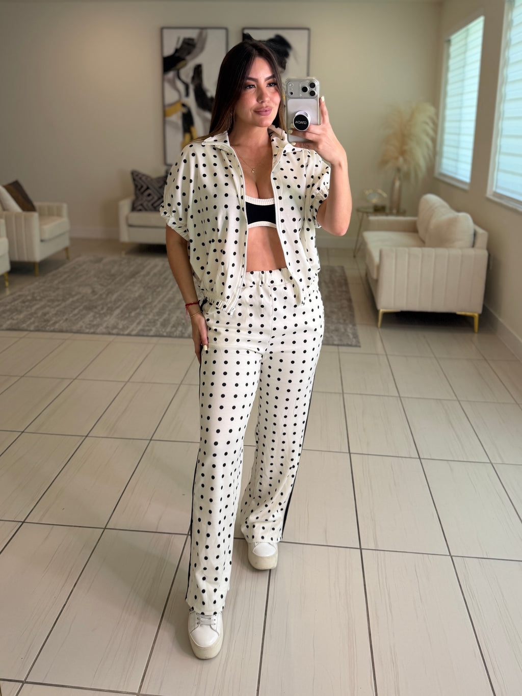 Italian Dots White Pants Set