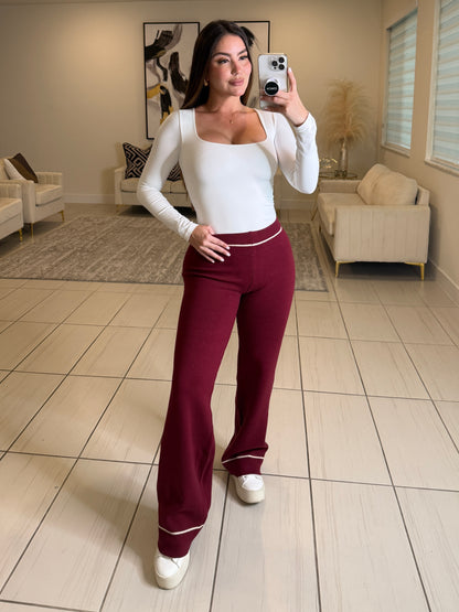 Divine Knit Red Wine Pant Set