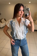 Parisian Contrast White Top