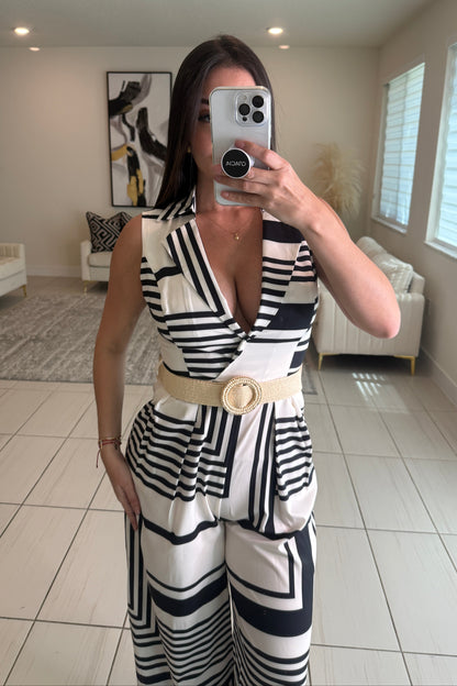 Sunset Strokes Beige Jumpsuit