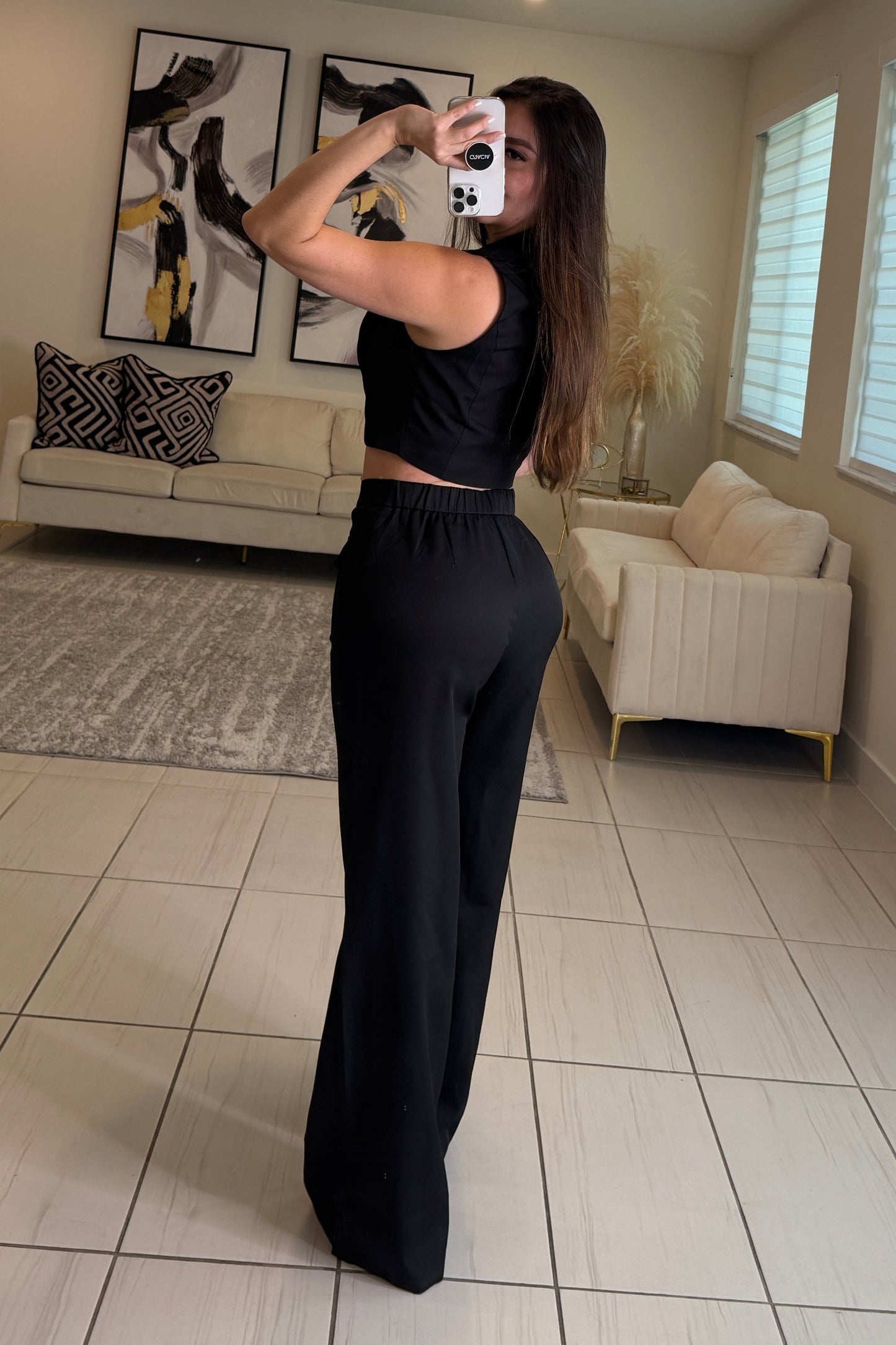 Sharp Agenda Black Pant Set