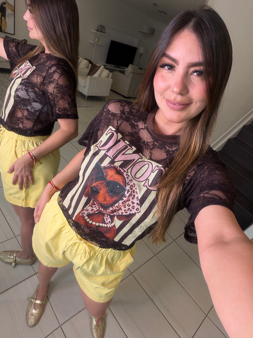 Flare Yellow Denim Short