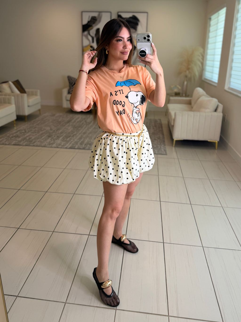 Sweetest Dots Balloon White Shorts