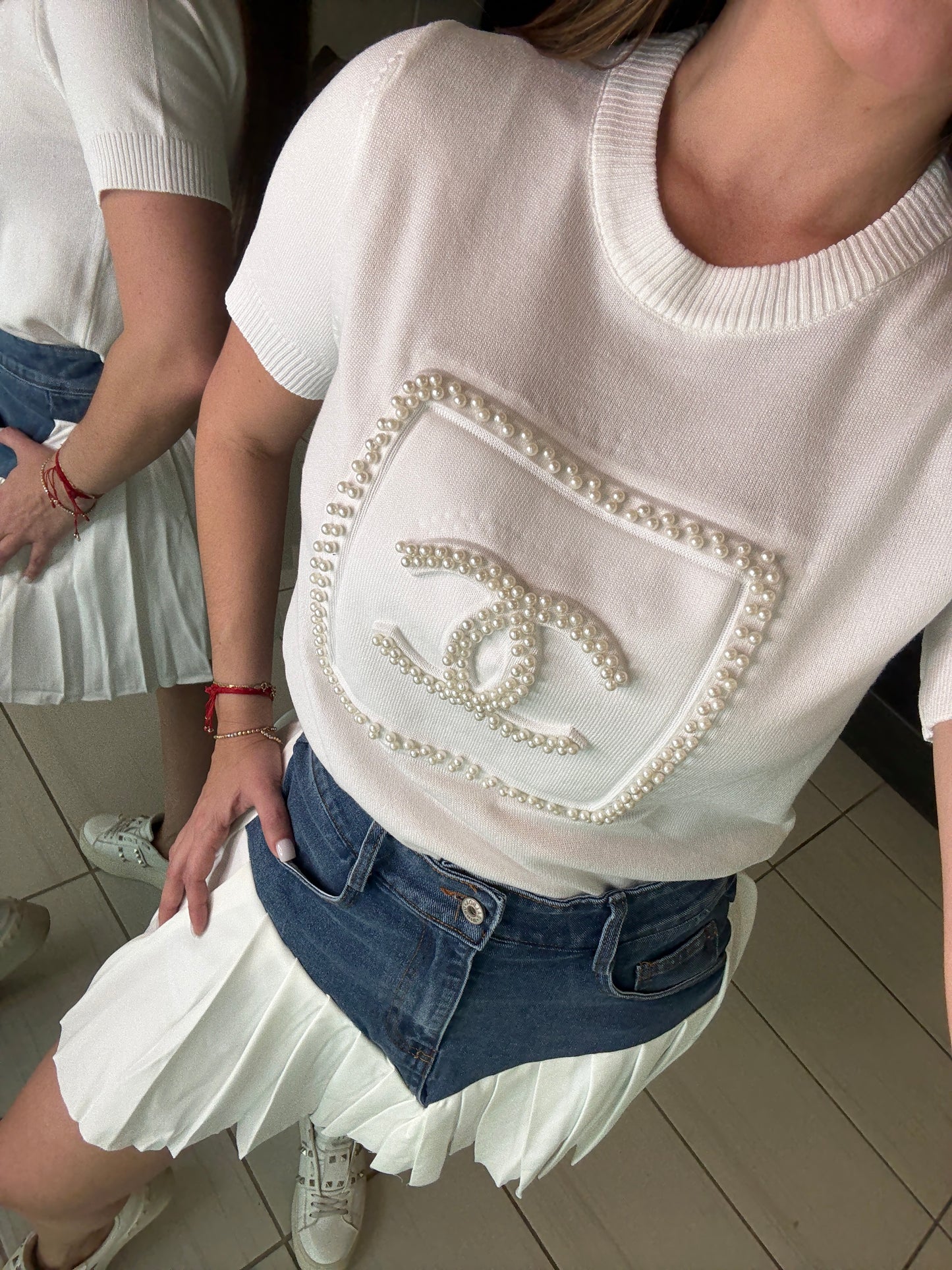 Strong Attraction White and Denim Skort