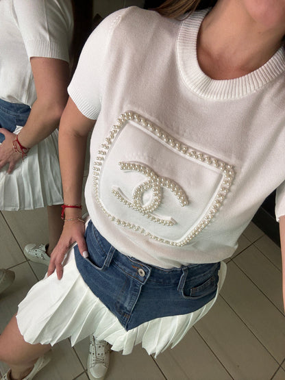 Strong Attraction White and Denim Skort