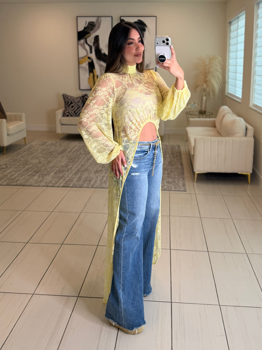 Eternal Muse Lace Yellow Maxi Top