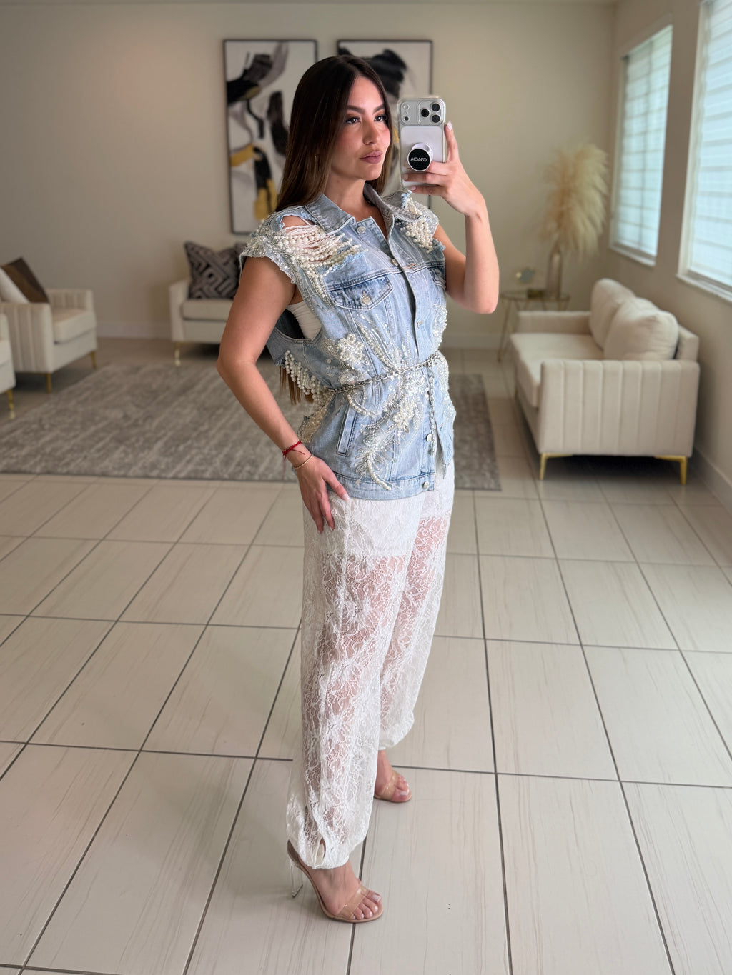 Sweet Lace White Balloon Pants