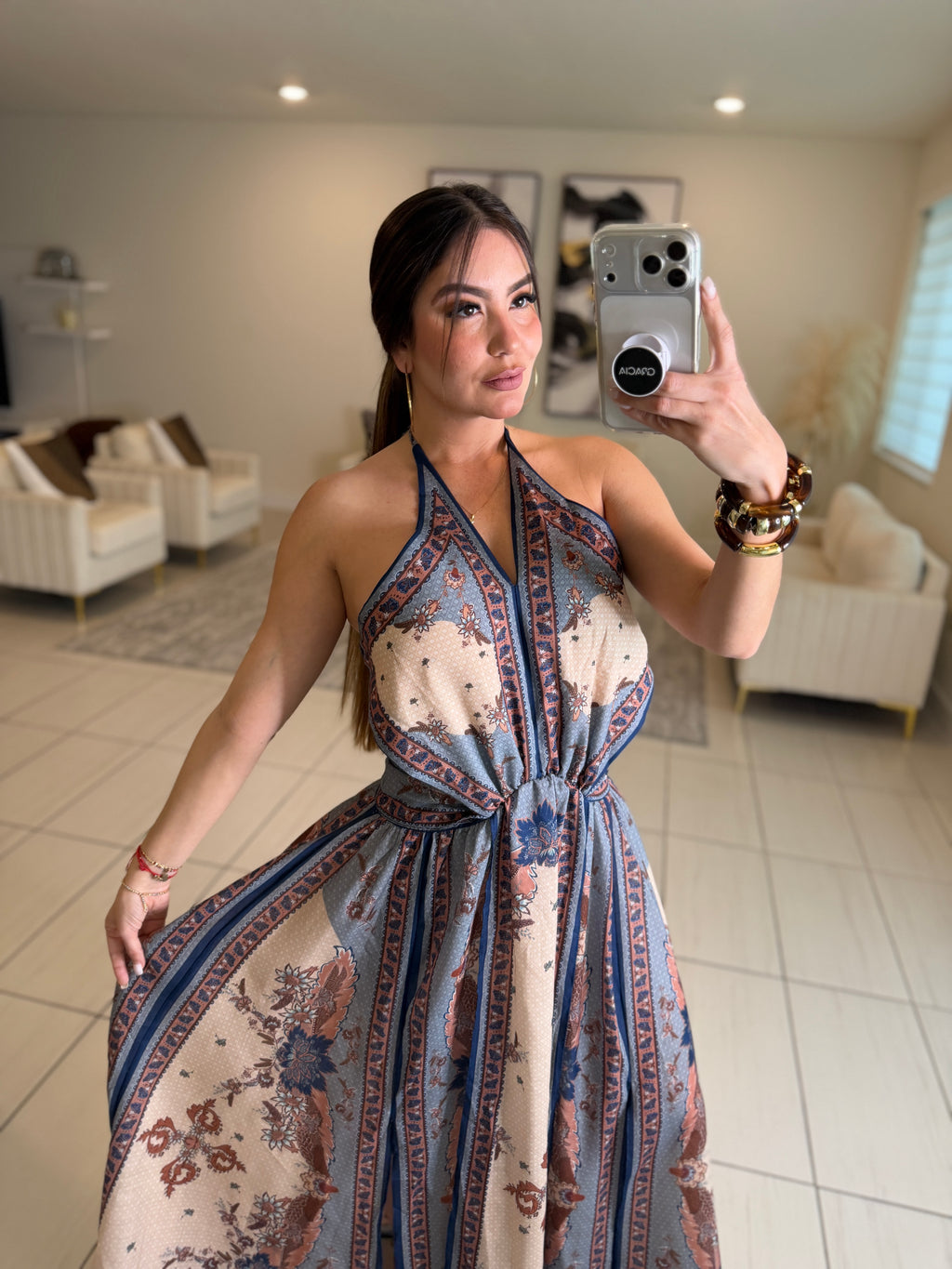 Ascension Plunge Halter Dress