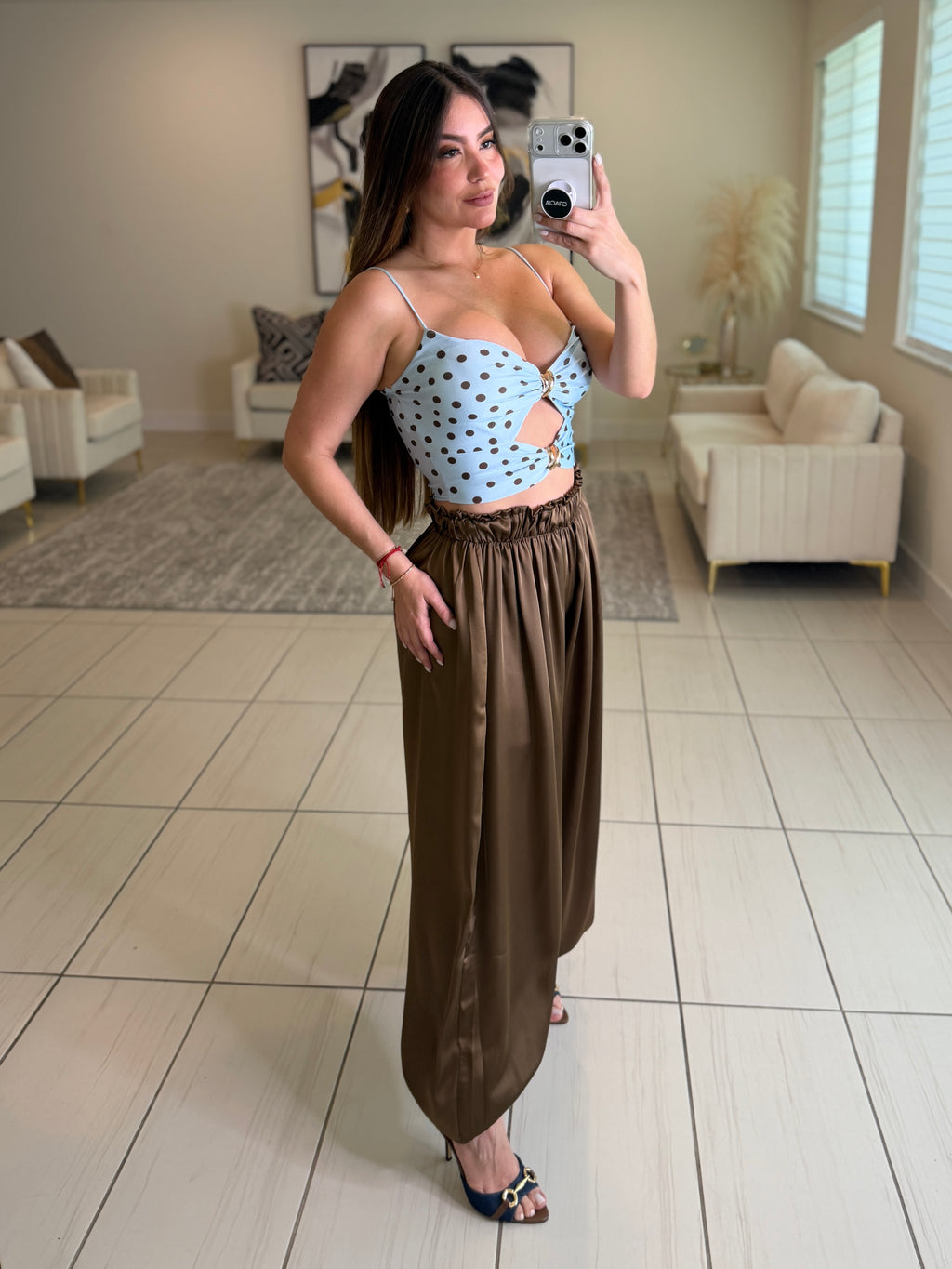 Blush Dots Blue Top