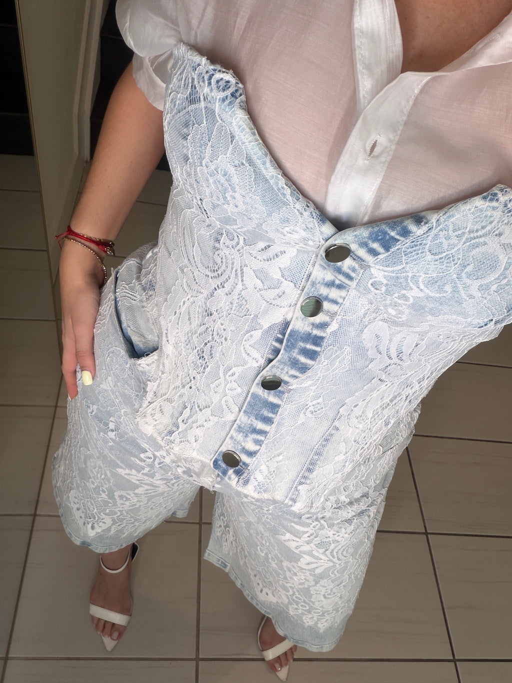 Power Muse Denim Lace Shorts Set