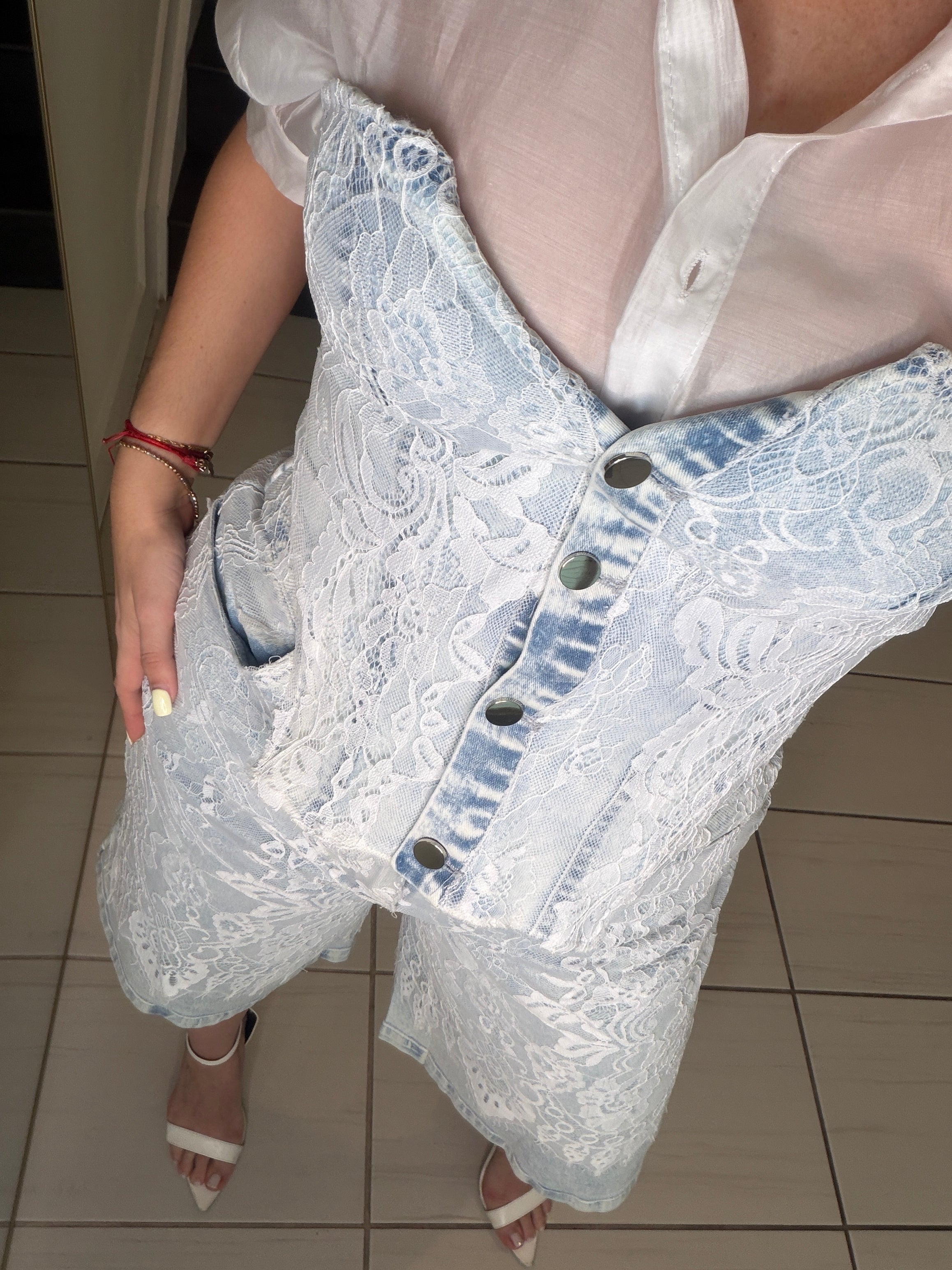 Power Muse Denim Lace Shorts Set