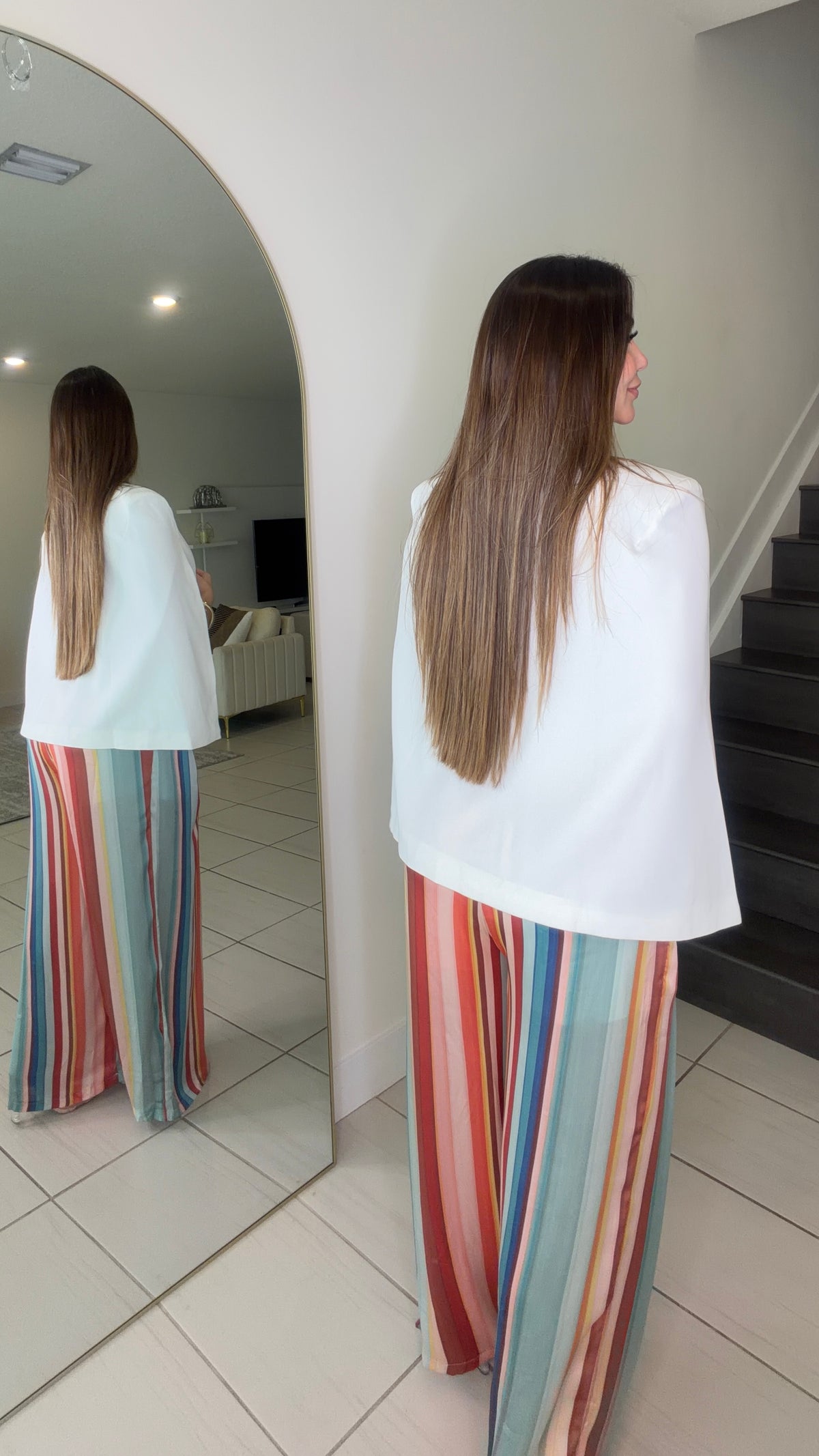 Cascading Cape White Blazer