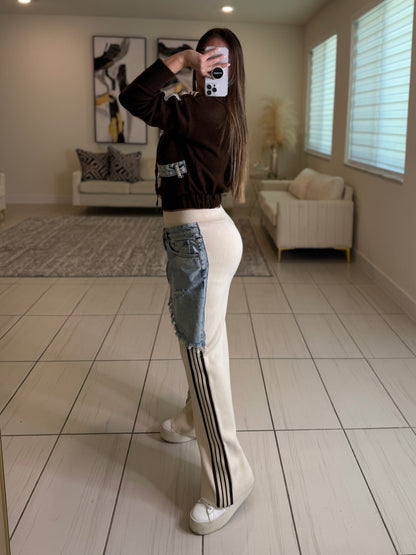 Elite Standard Knit Beige and Brown Pant Set