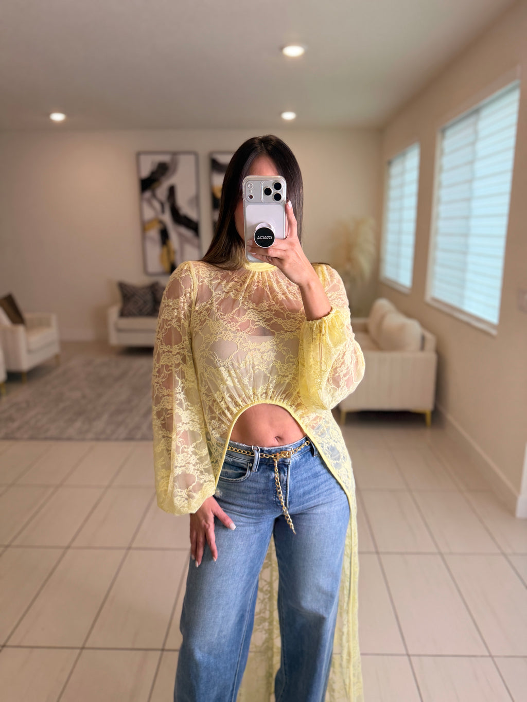 Eternal Muse Lace Yellow Maxi Top