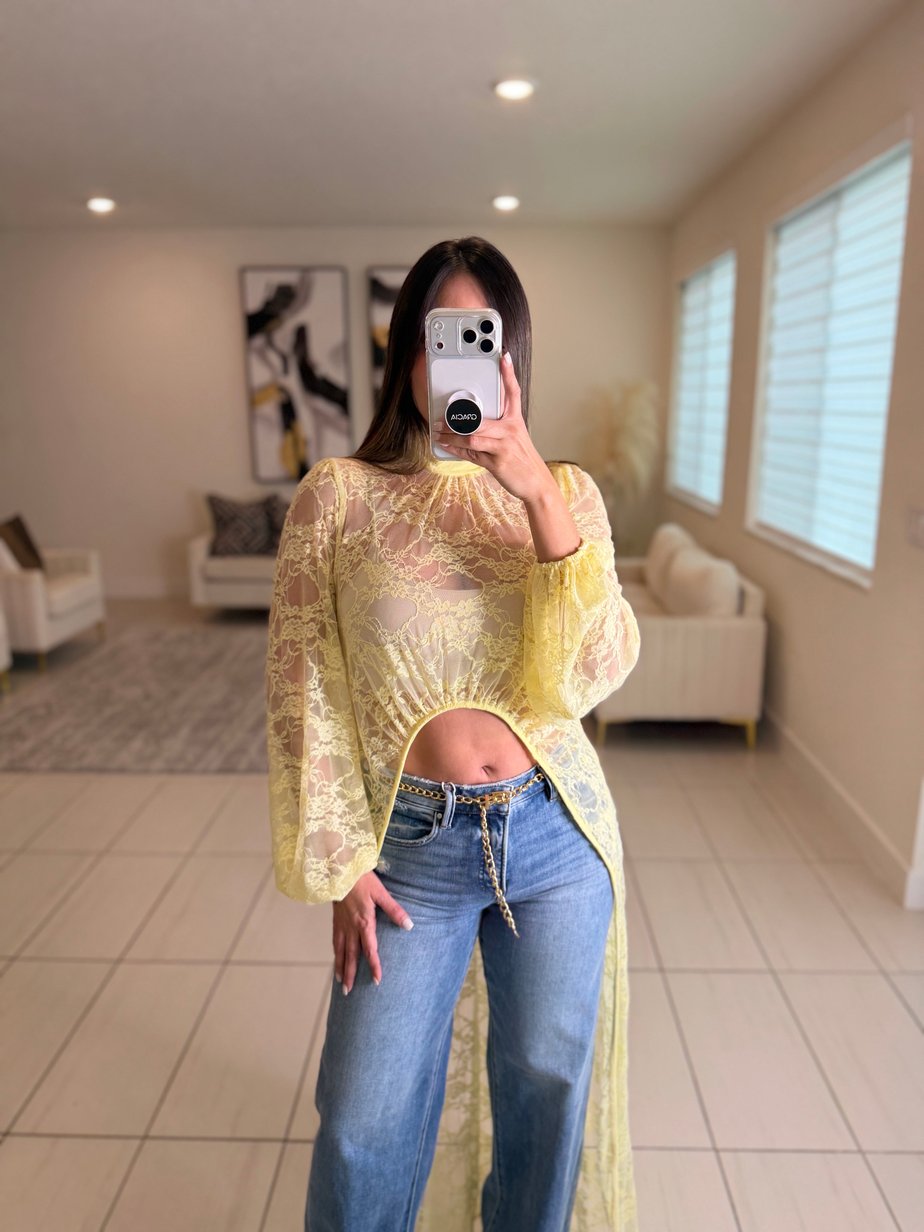 Eternal Muse Lace Yellow Maxi Top