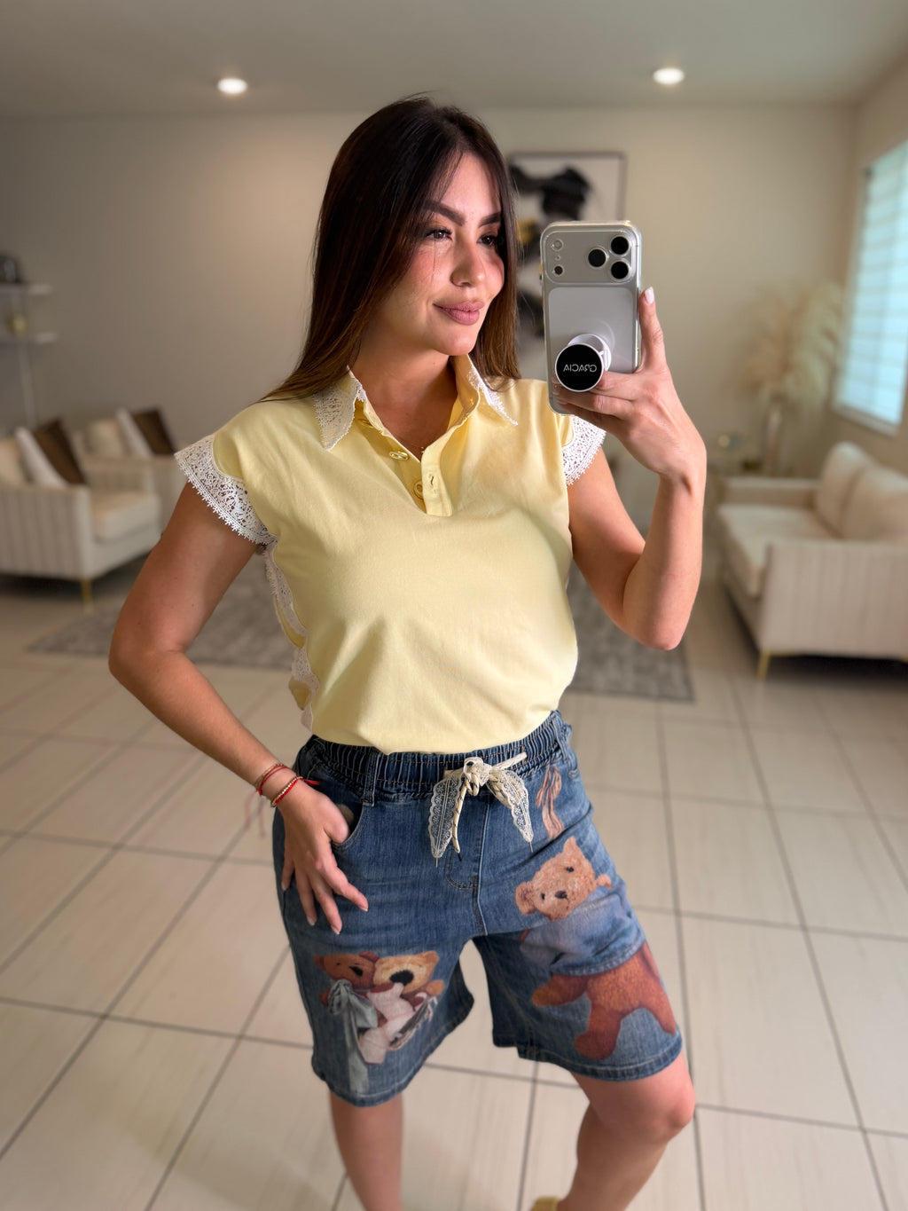 Charming Embroidery Yellow Top