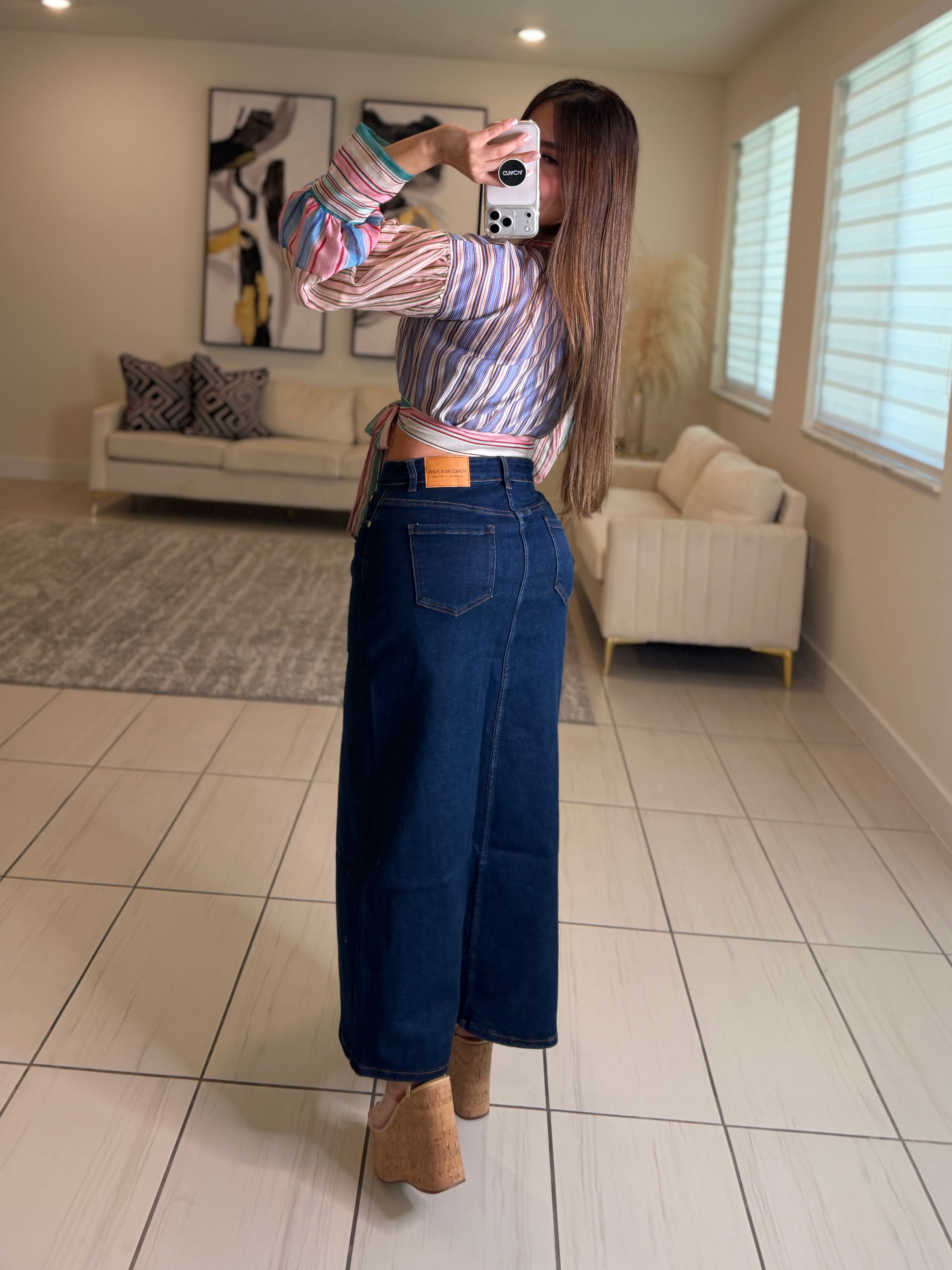 Lustrate Line Denim Skirt