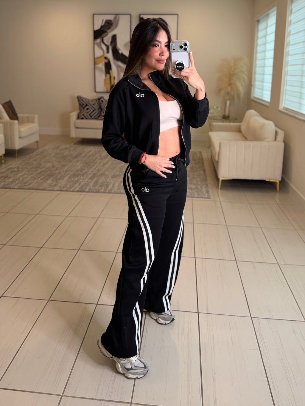 Stripes Halo Black Pant Set
