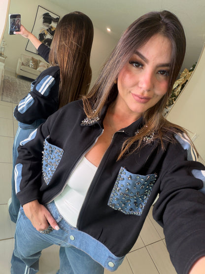 Iconic Black and Denim Contrast Set