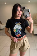 Cuttest Charming Bear Black Tshirt Top