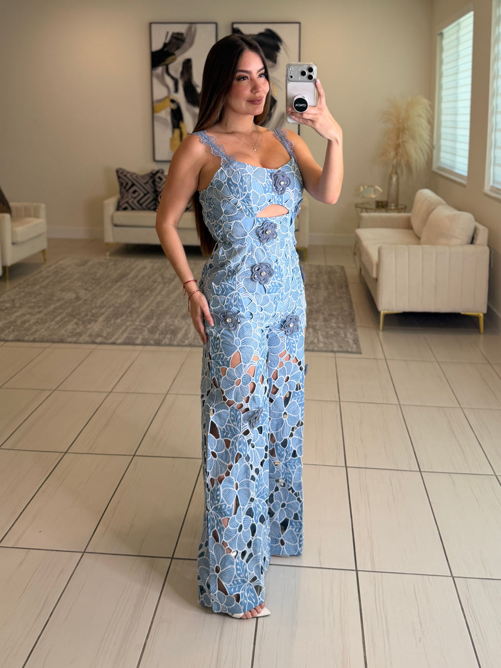 City Of Dreams Floral Blue Jumpsuit