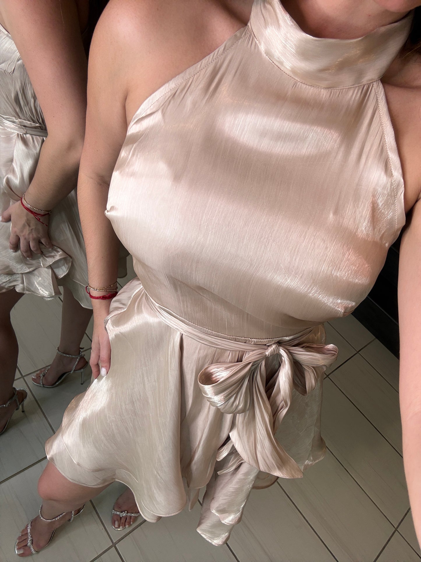 Noir Cascade Beige Dress