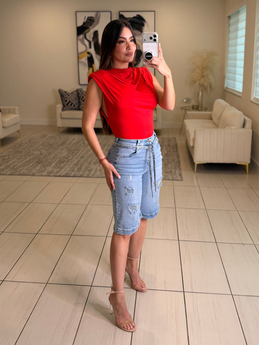 Crystal Blue Denim Shorts