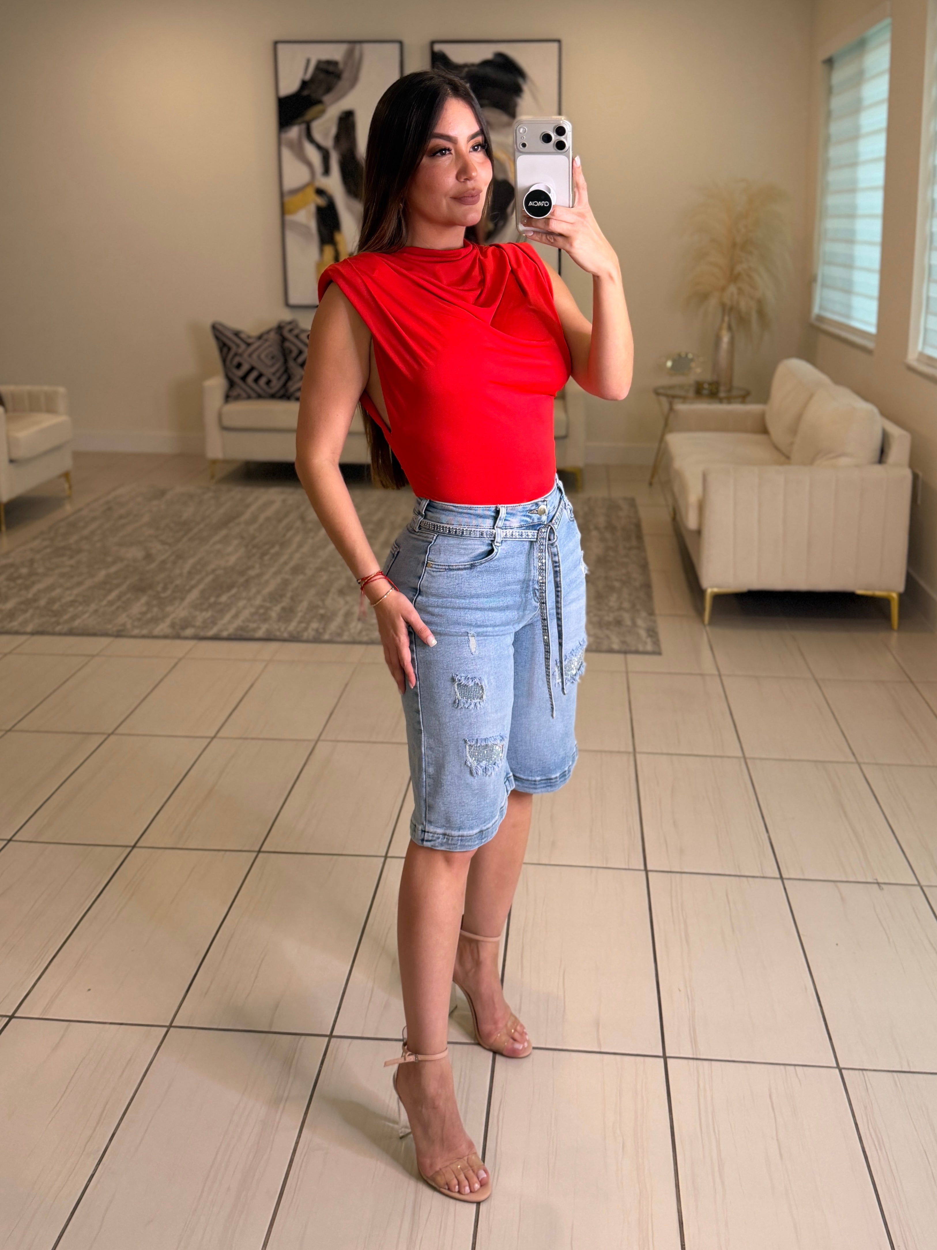 Crystal Blue Denim Shorts