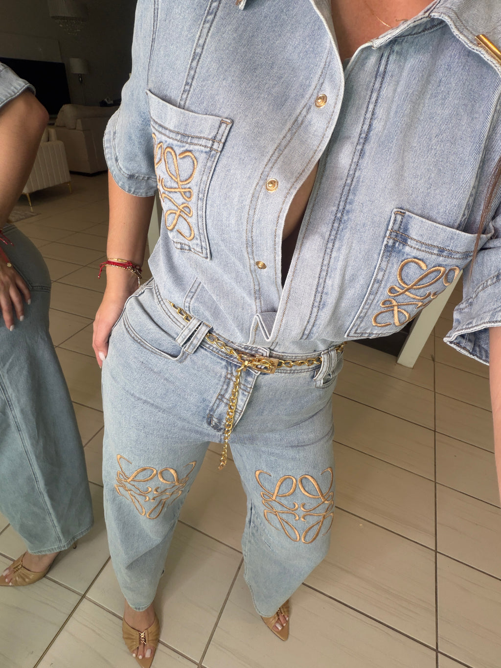 Iconic Light Denim Pant Set