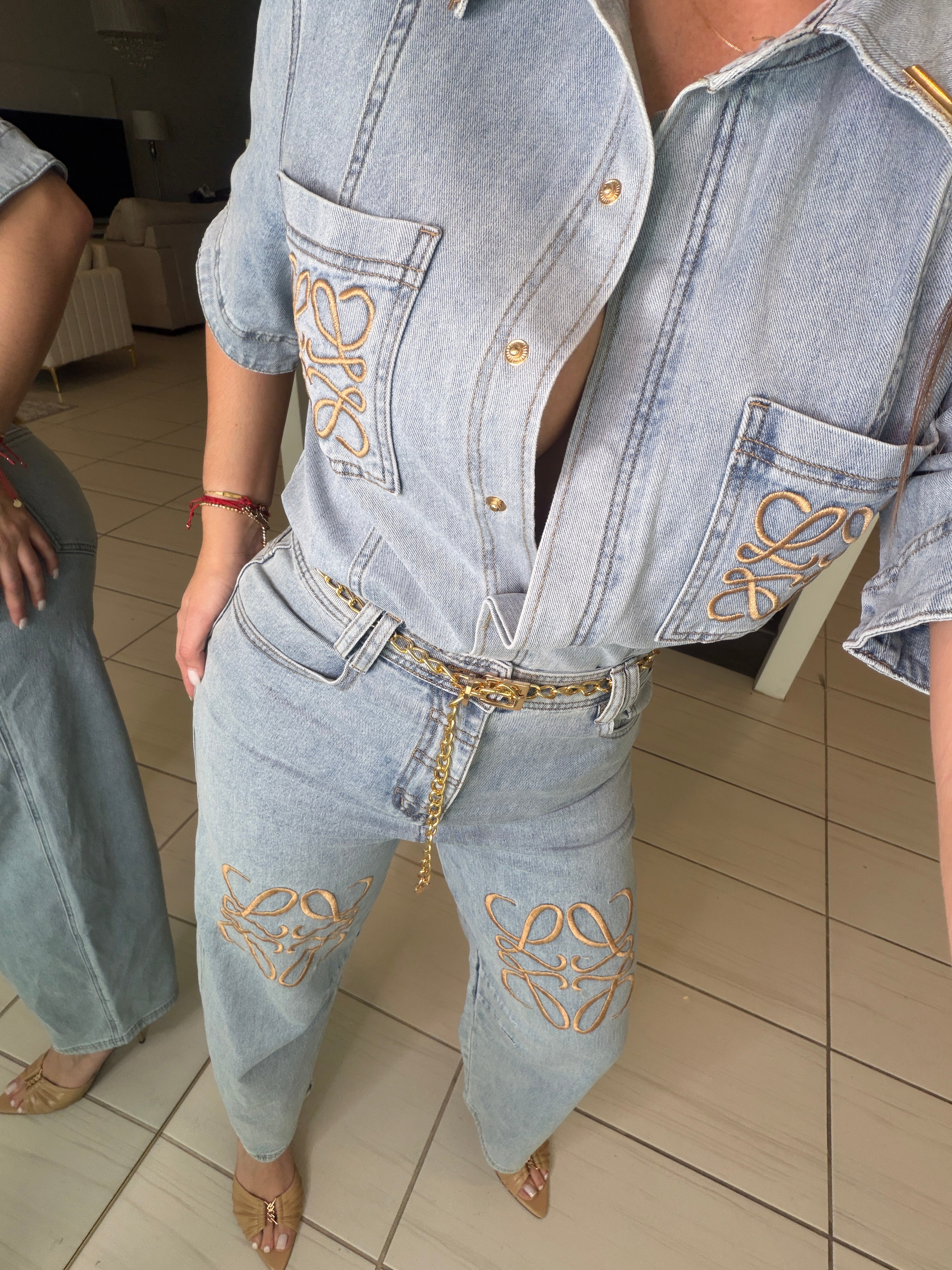 Iconic Light Denim Pant Set