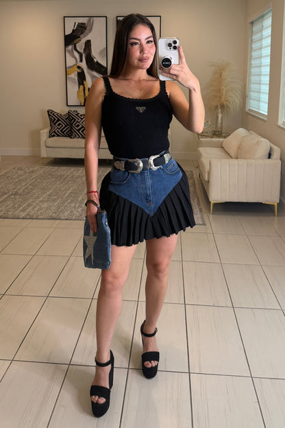 Strong Attraction Black and Denim Skort
