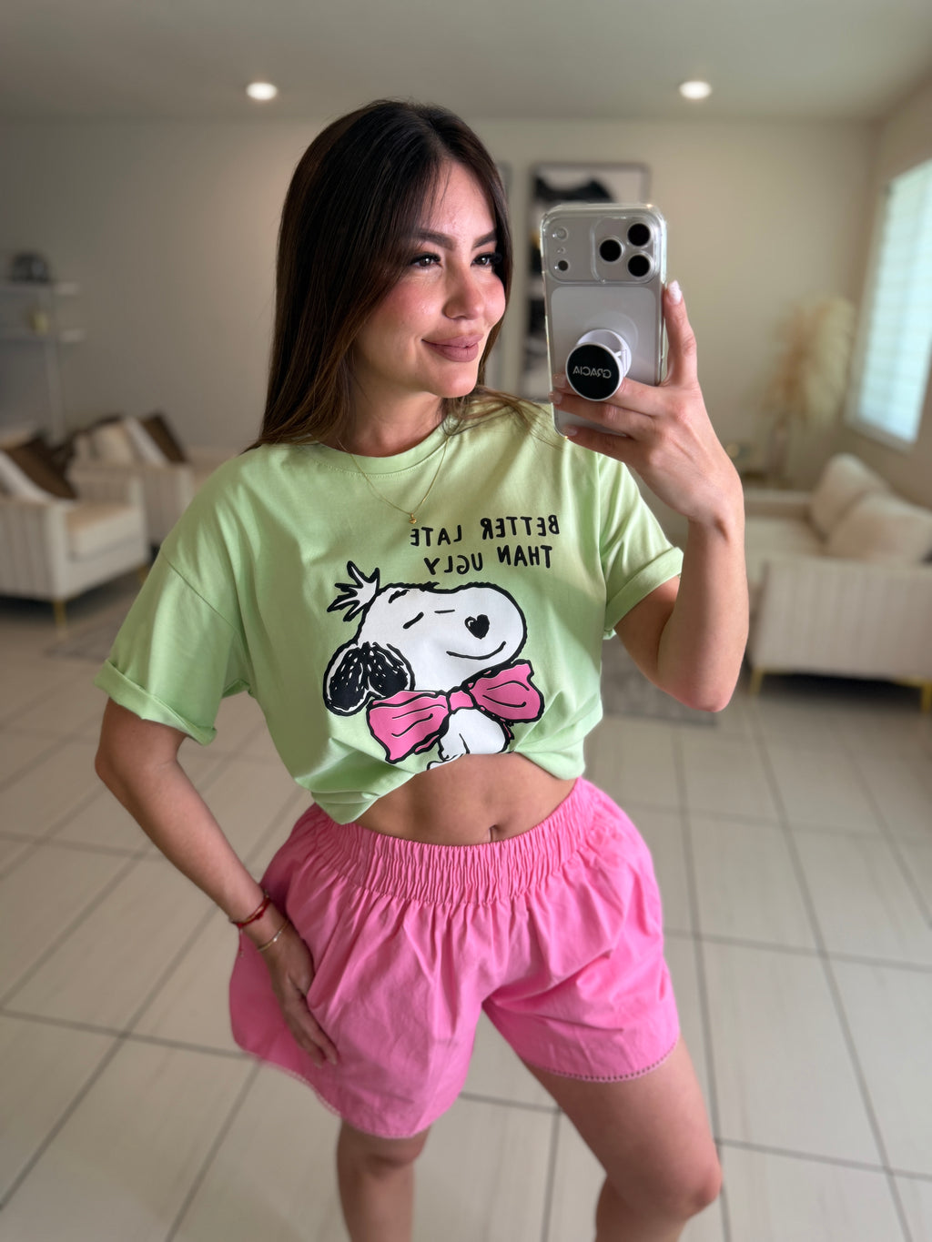 Better Late Than Ugly Green Tshirt