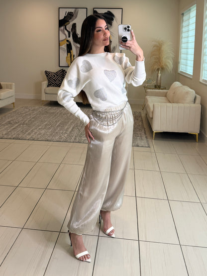 Reflective Beige Balloon Pants