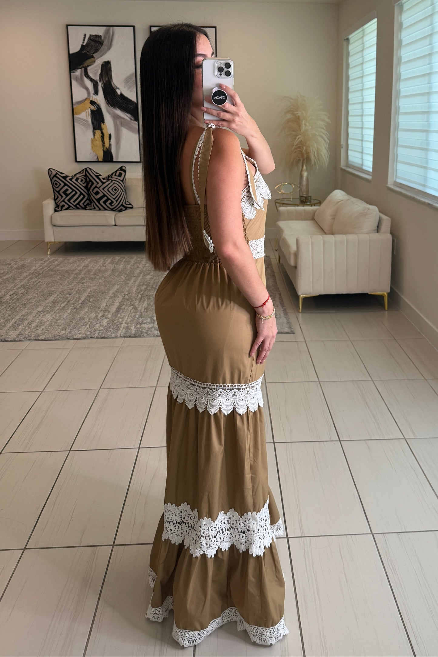 Split Intention Mocha Maxi Dress