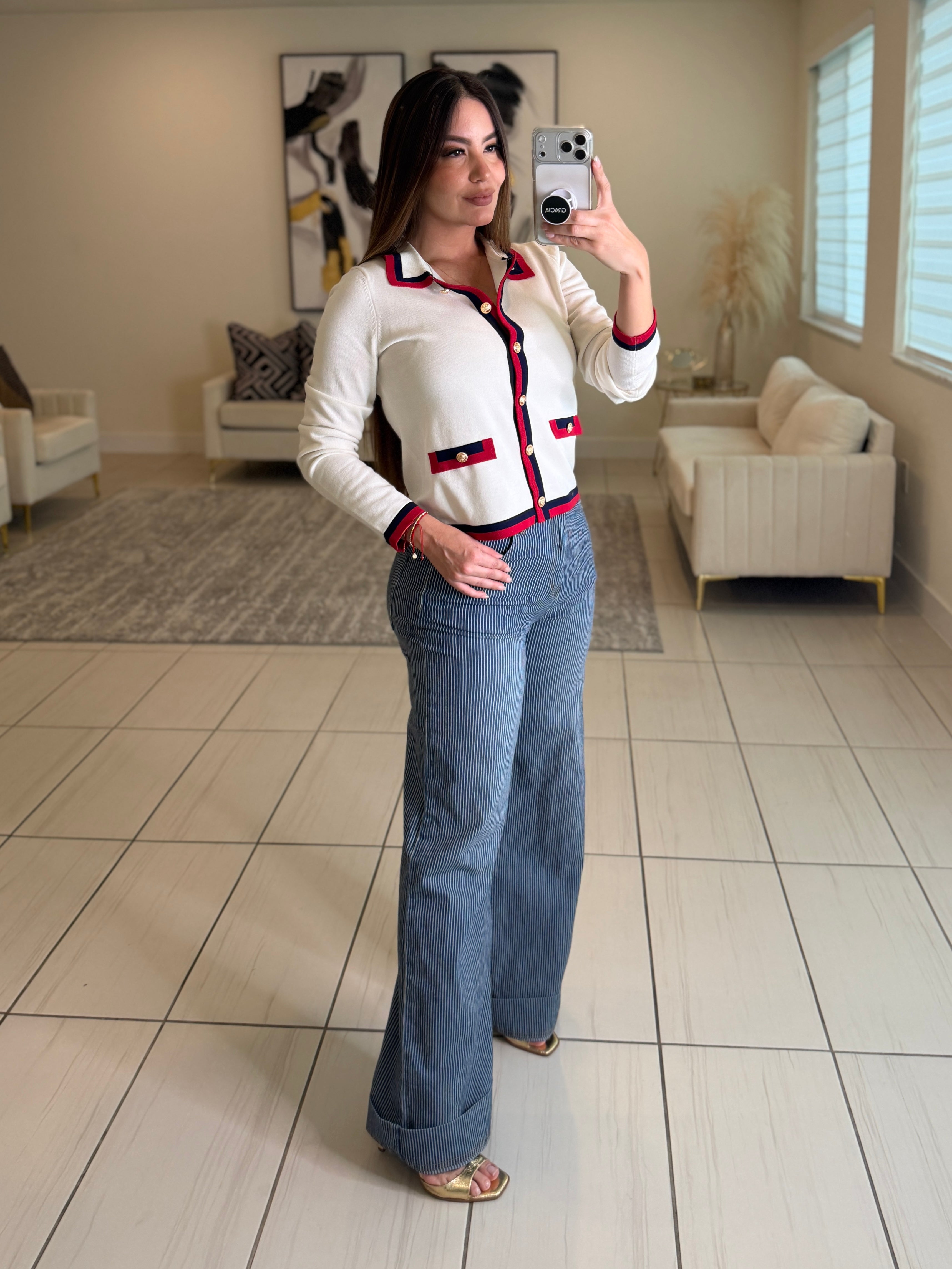 Power Lines Stripes Denim Pants